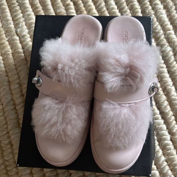 Coach leather shearling trimmed low top backless boots /slide 7M - Picture 3 of 16